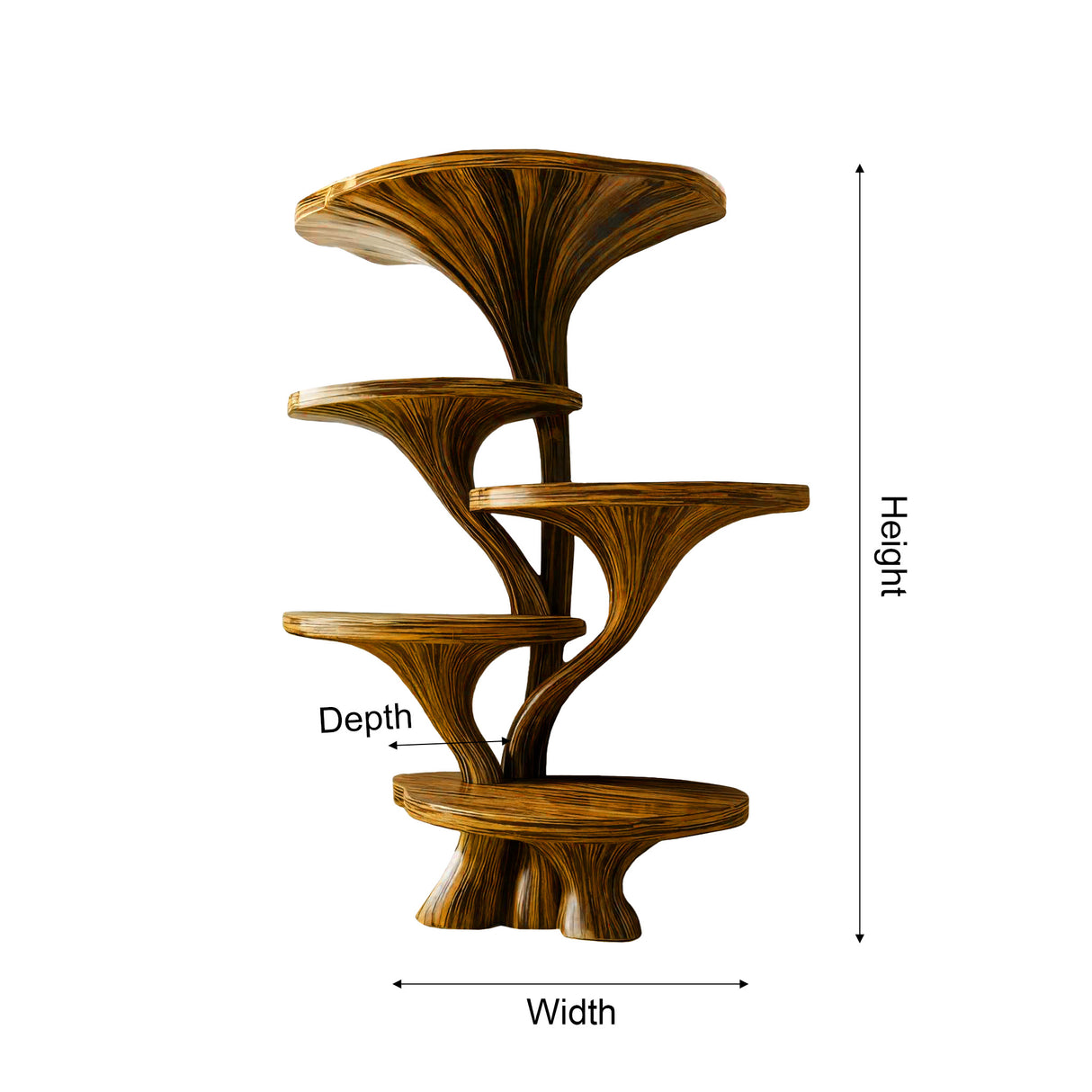 Mycelia Handcrafted Natural Hardwood Mushroom Bookshelf