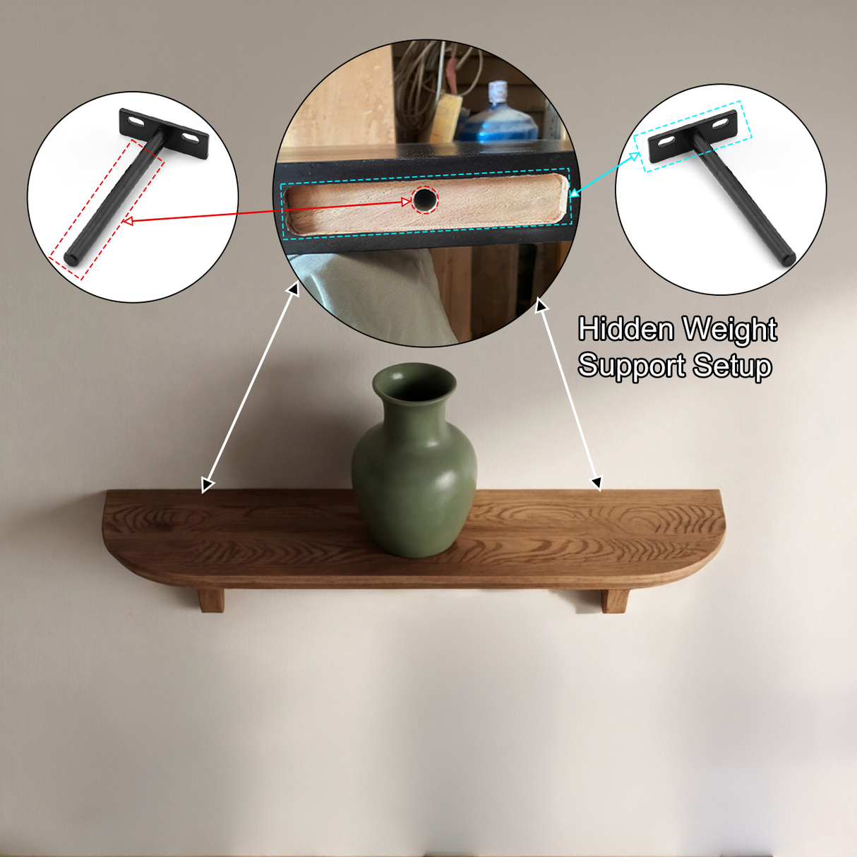 Mycelia Organic Wood Live Edge Mushroom Floating Shelf - Timberustic Floating Shelf
