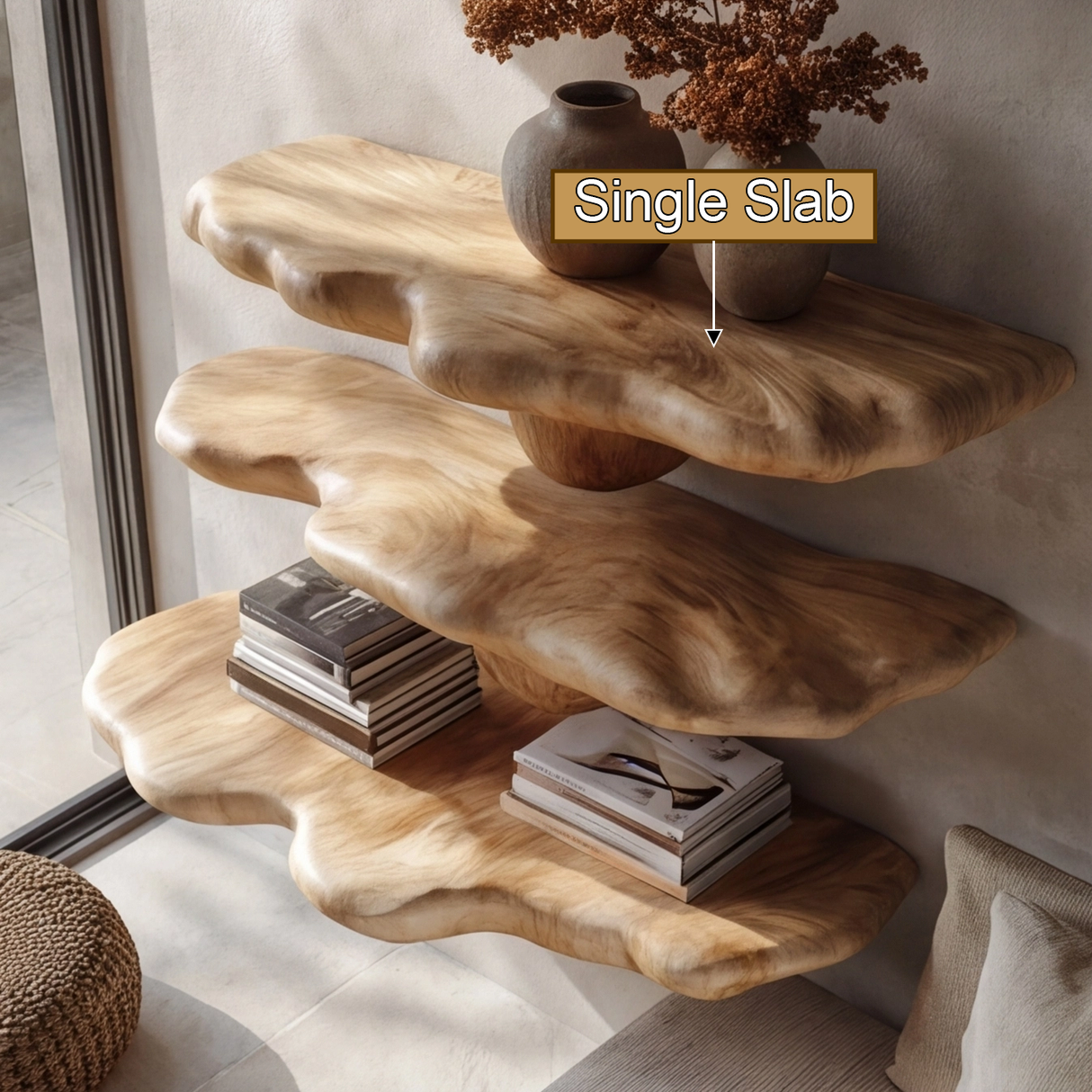 Mycelune Live Edge Solid Wood Mushroom Floating Shelf SPA924212 - Timberustic Floating Shelf