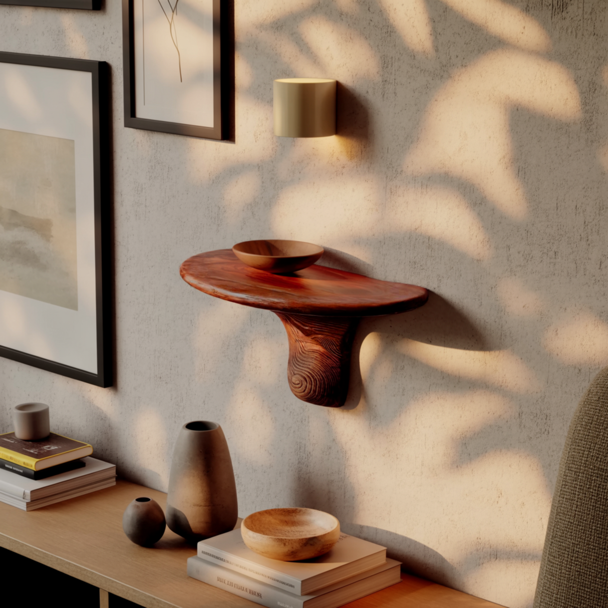 Mycora Solid Wood Mushroom Floating Shelf - Timberustic Floating Shelf