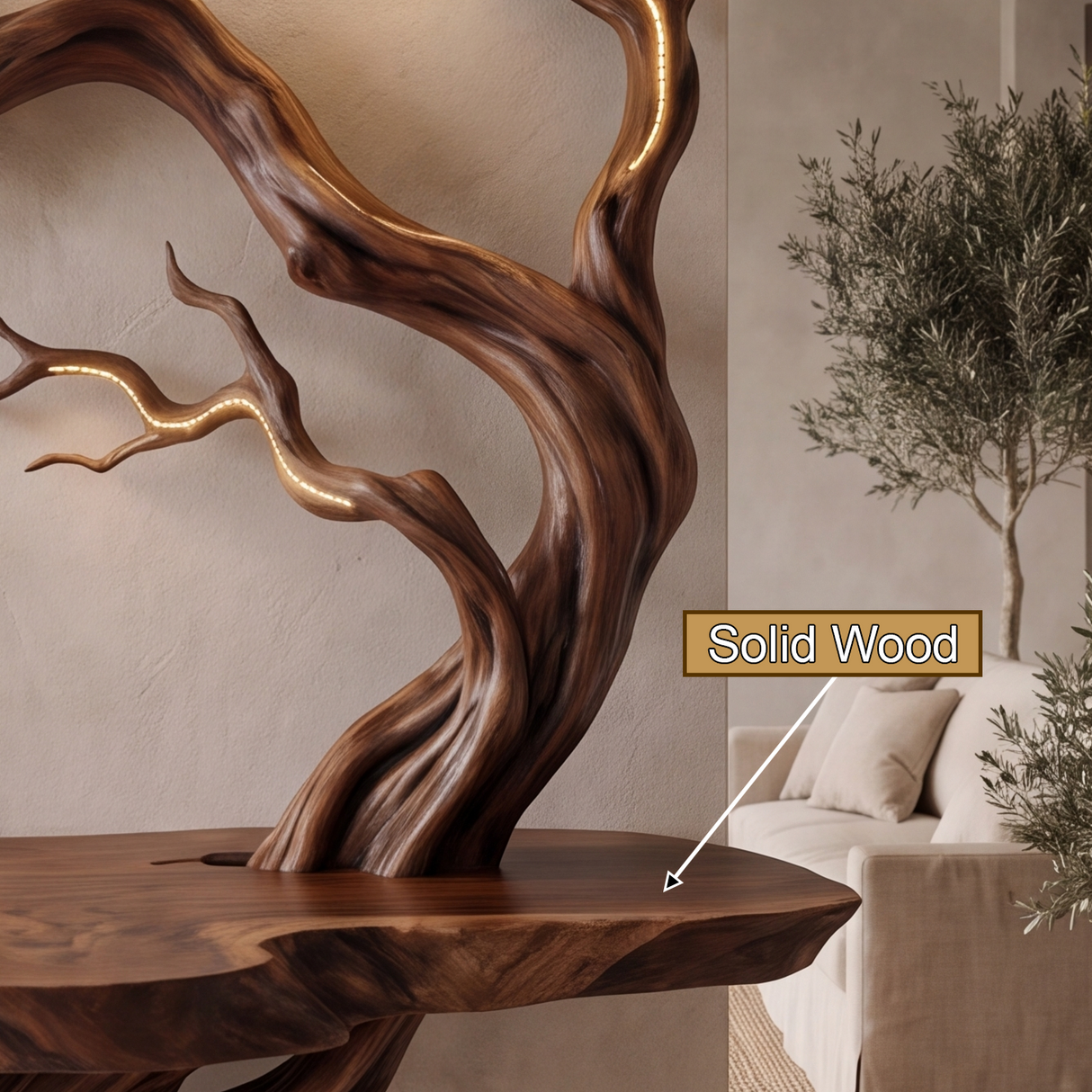Myraketh Sculpted Solid Wood Console Table