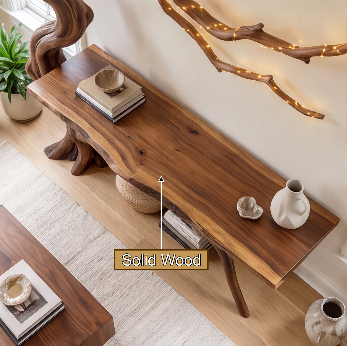 Myrrenvale Sculpted Solid Wood Console Table