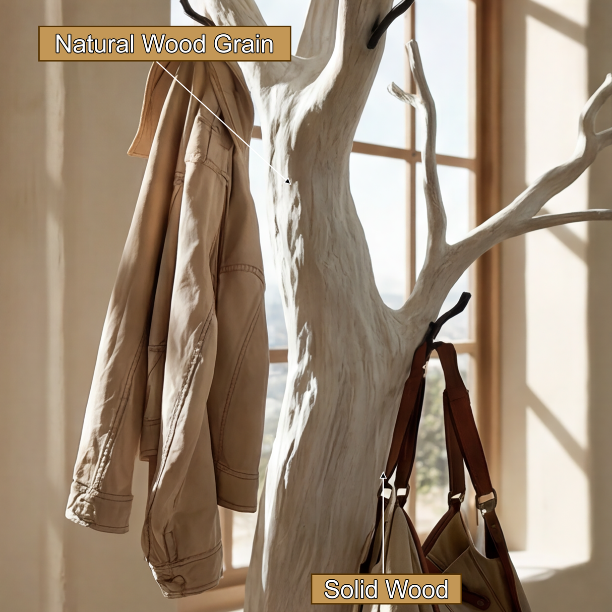 Myrrenwood Sculpted Solid Wood Tree Coat Rack - Timberustic Tree Coat Rack