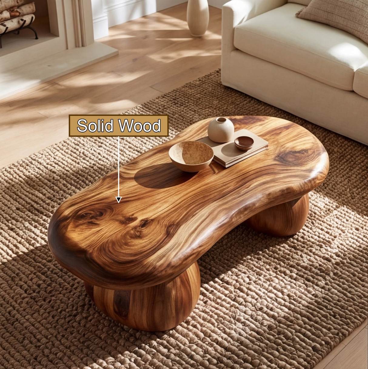 Mystrava Sculpted Solid Wood Coffee Table - Timberustic Coffee Table