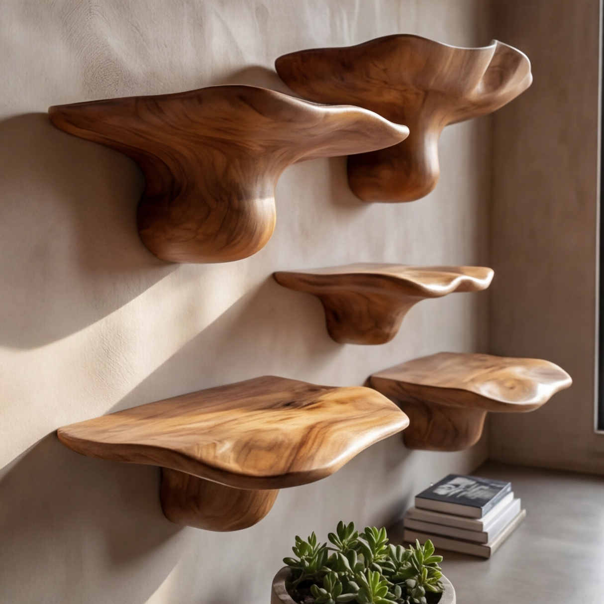 Mytherra Live Edge Solid Wood Mushroom Floating Shelf SPA353852 - Timberustic Floating Shelf