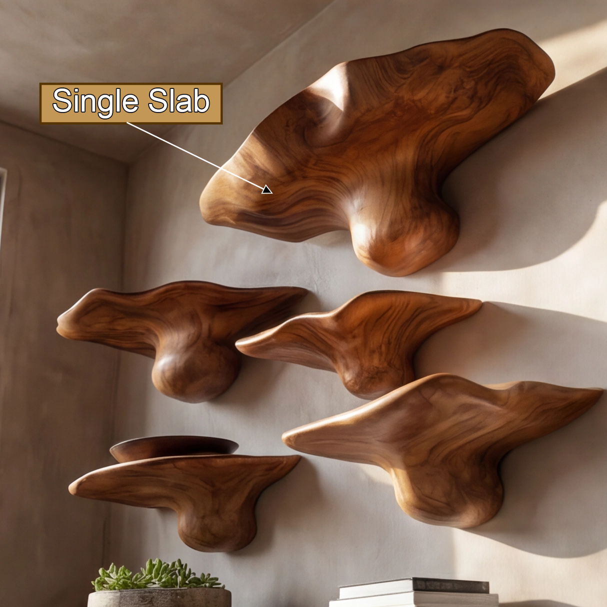 Mytherra Live Edge Solid Wood Mushroom Floating Shelf SPA353852 - Timberustic Floating Shelf