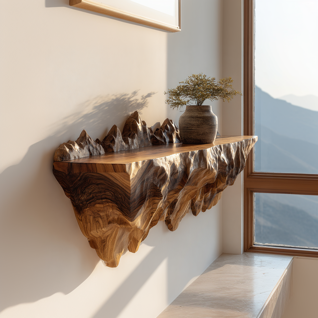 Mythralis Live Edge Solid Wood Mountain Floating Shelf SPA179654 - Timberustic Floating Shelf