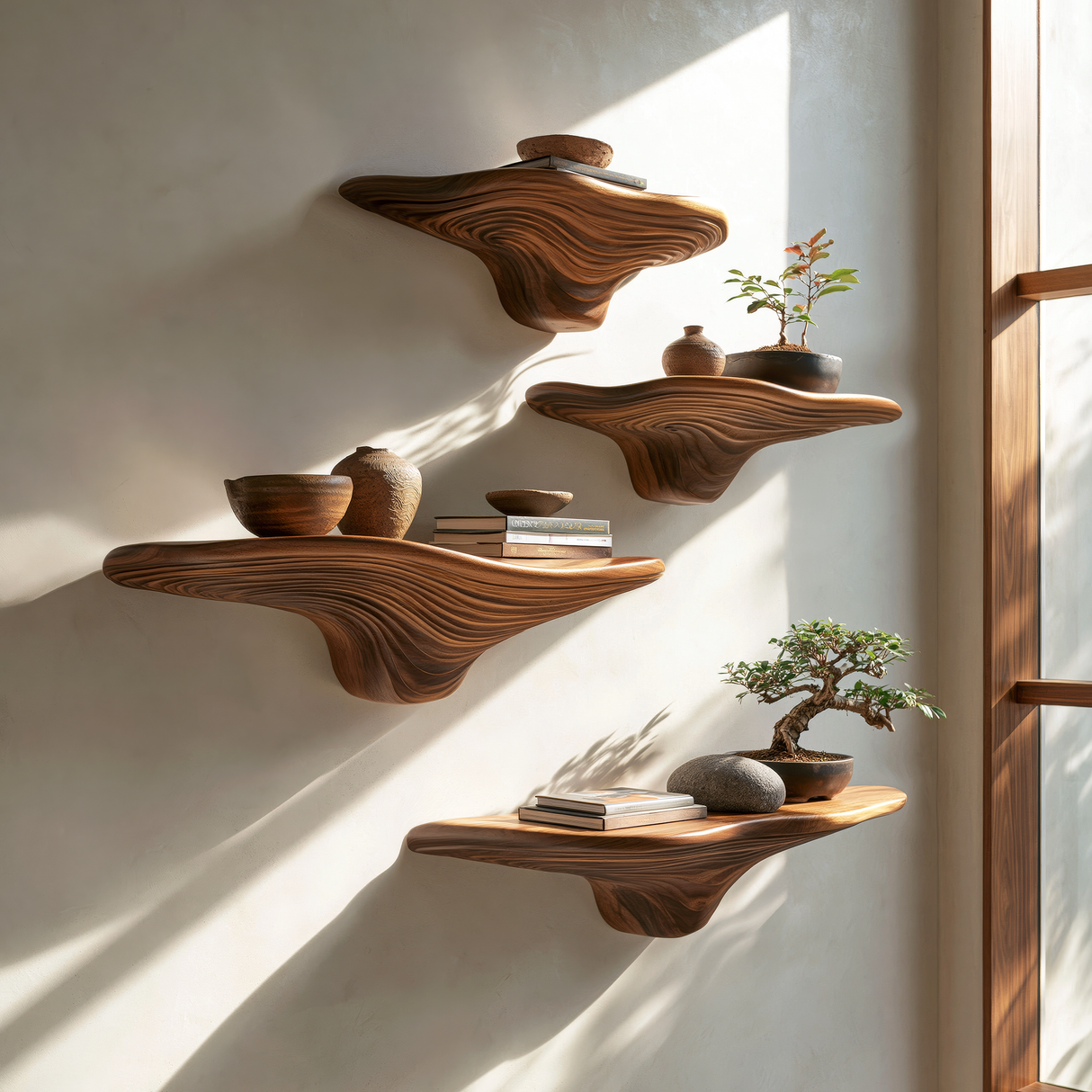 Mythrune Solid Wood Mushroom Floating Shelf SPA349387 - Timberustic Floating Shelf