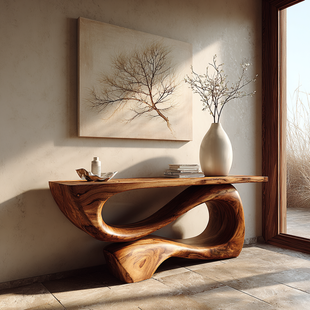 Nalore Sculpted Solid Wood Console Table - Timberustic Console Table