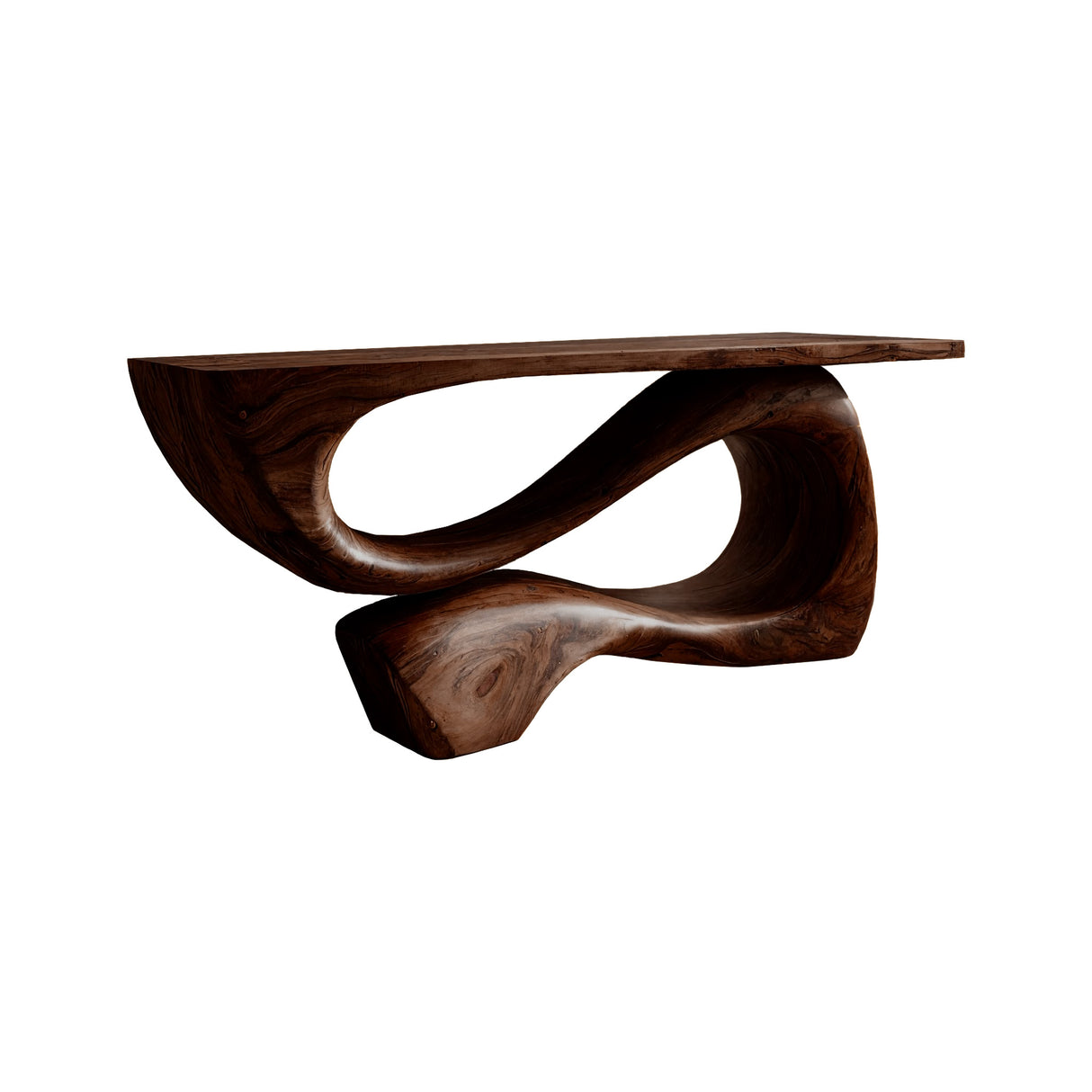 Nalore Sculpted Solid Wood Console Table Dark Walnut - Timberustic Console Table