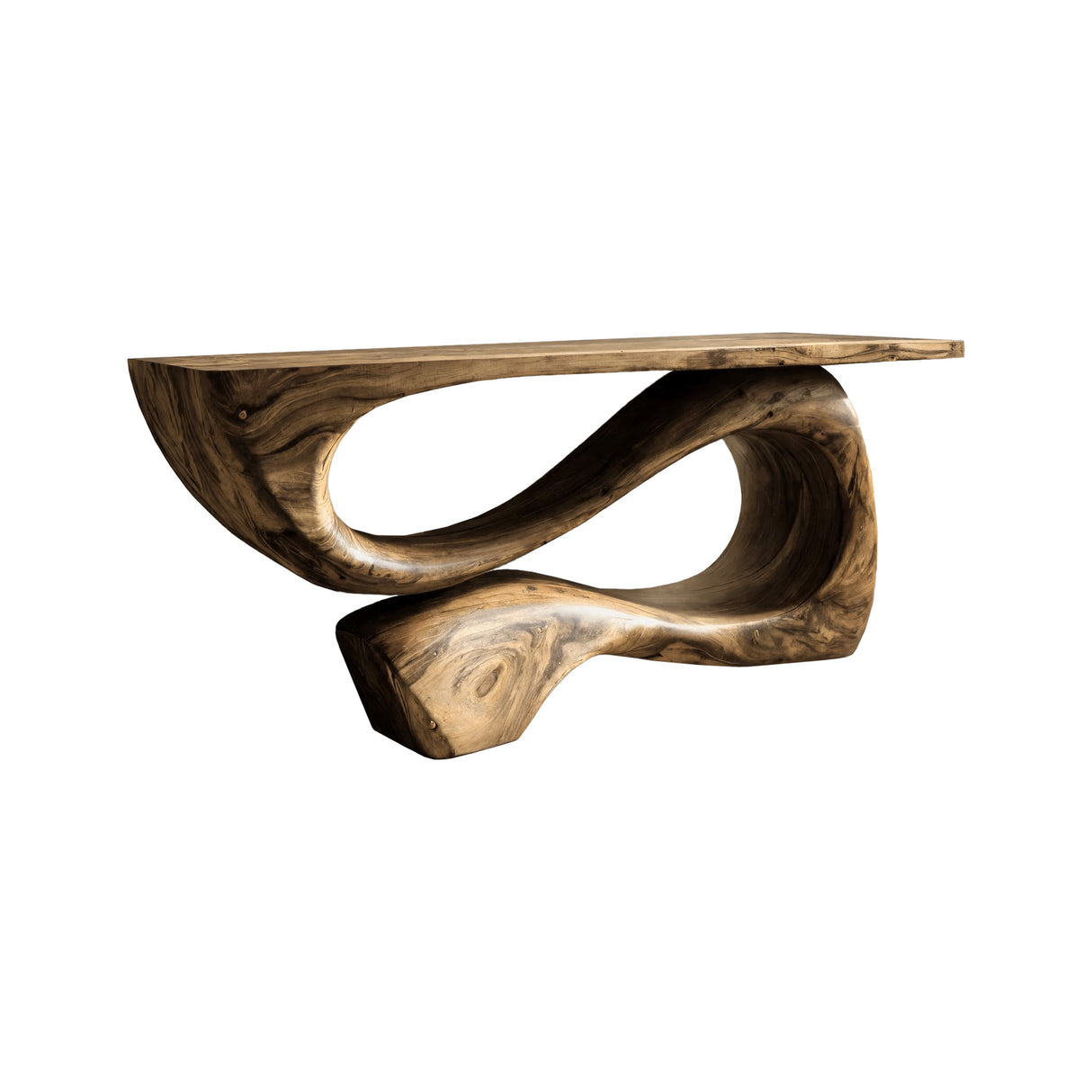 Nalore Sculpted Solid Wood Console Table Natural Oak - Timberustic Console Table