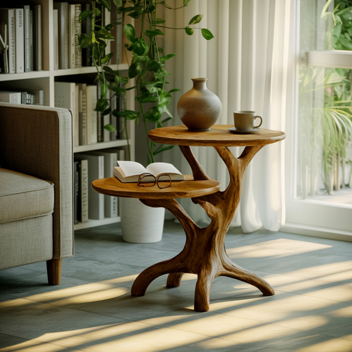 Natural Root Solid Wood Side Table