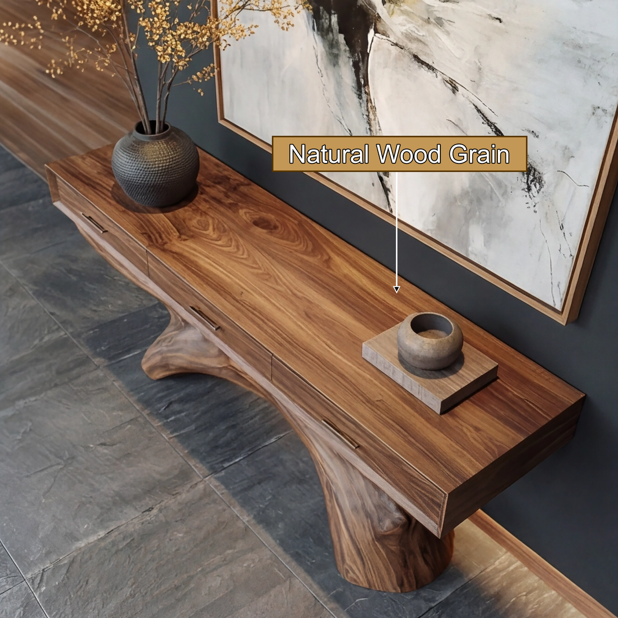 Dravonar Solid Wood Sculpted Console Table - Timberustic Console Table