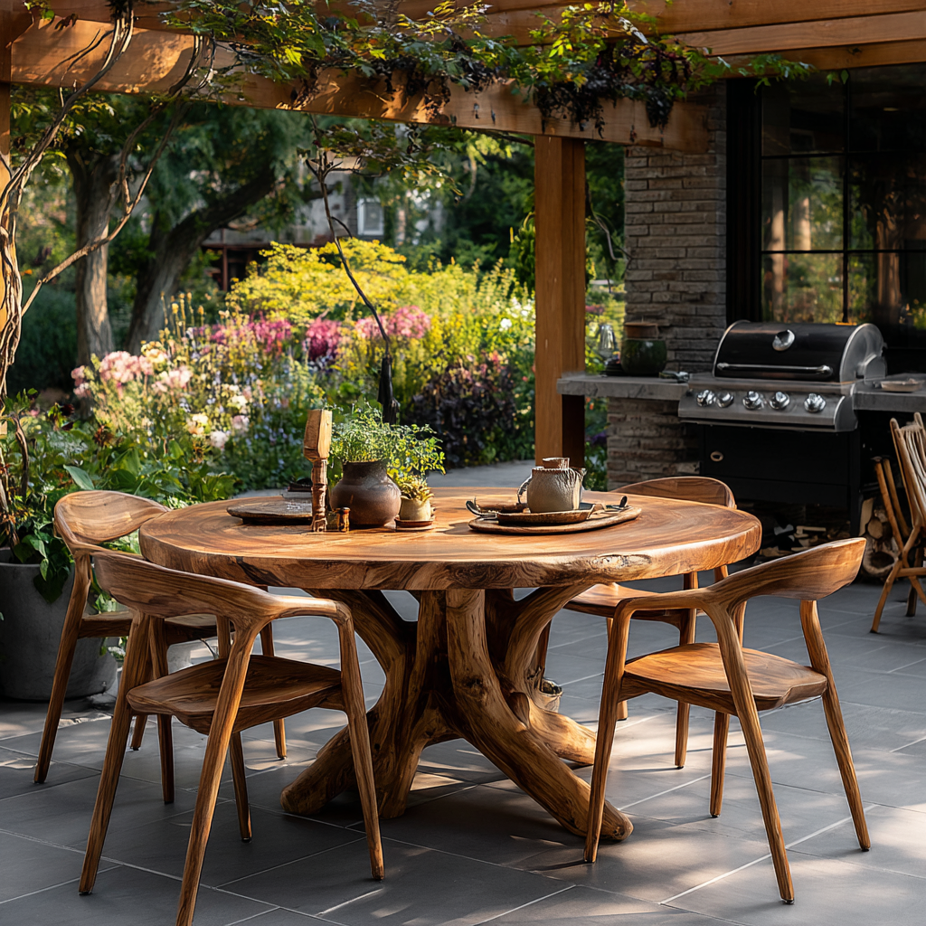 Natureroot Branchbase Solid Wood Round Dining Table - Timberustic Dining Table