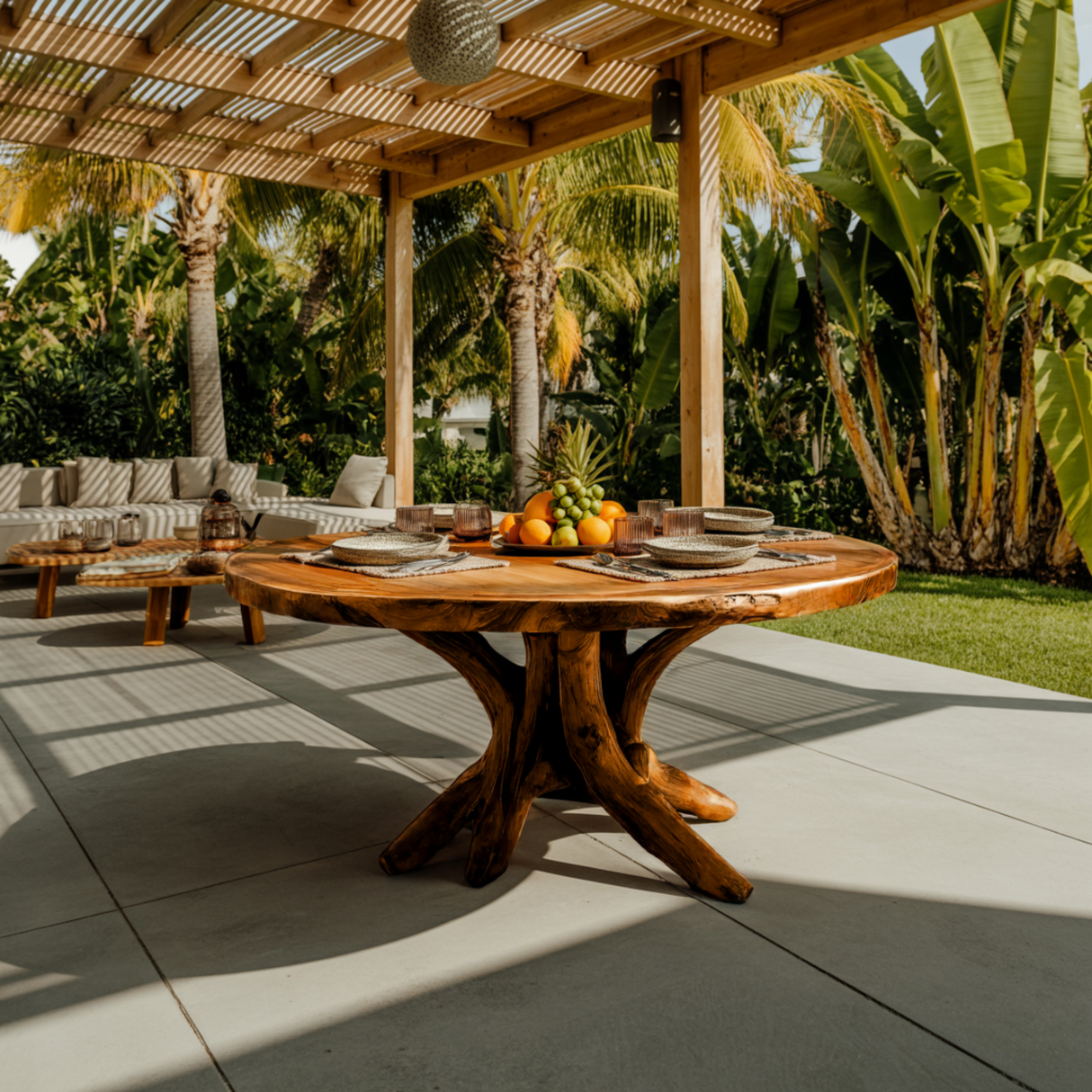 Natureroot Branchbase Solid Wood Round Dining Table - Timberustic Dining Table