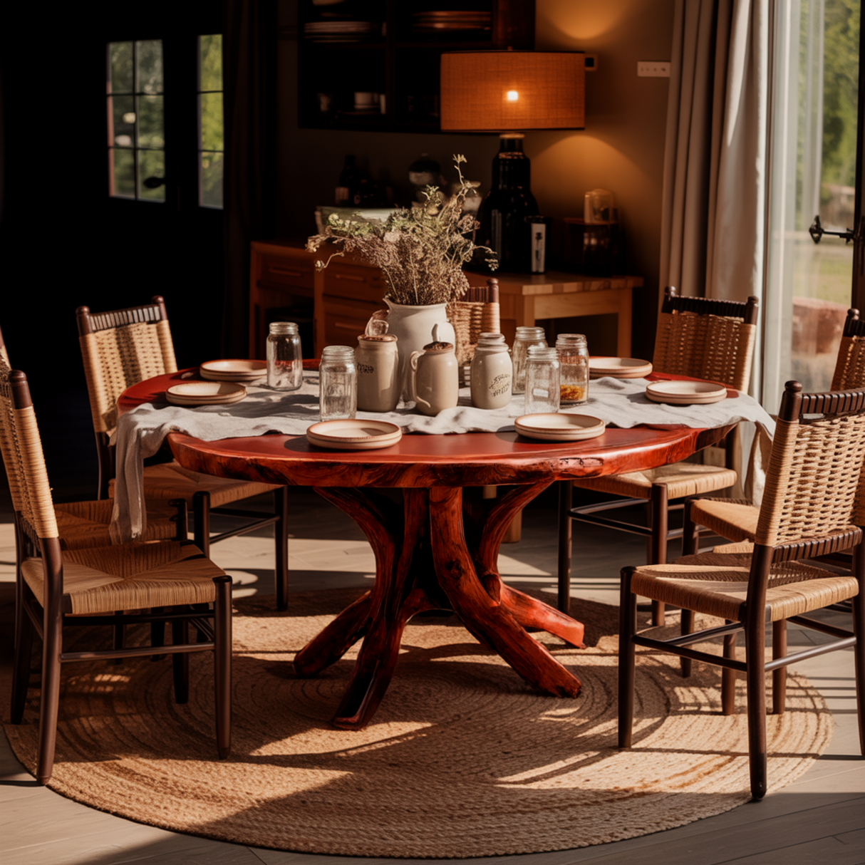 Natureroot Branchbase Solid Wood Round Dining Table - Timberustic Dining Table