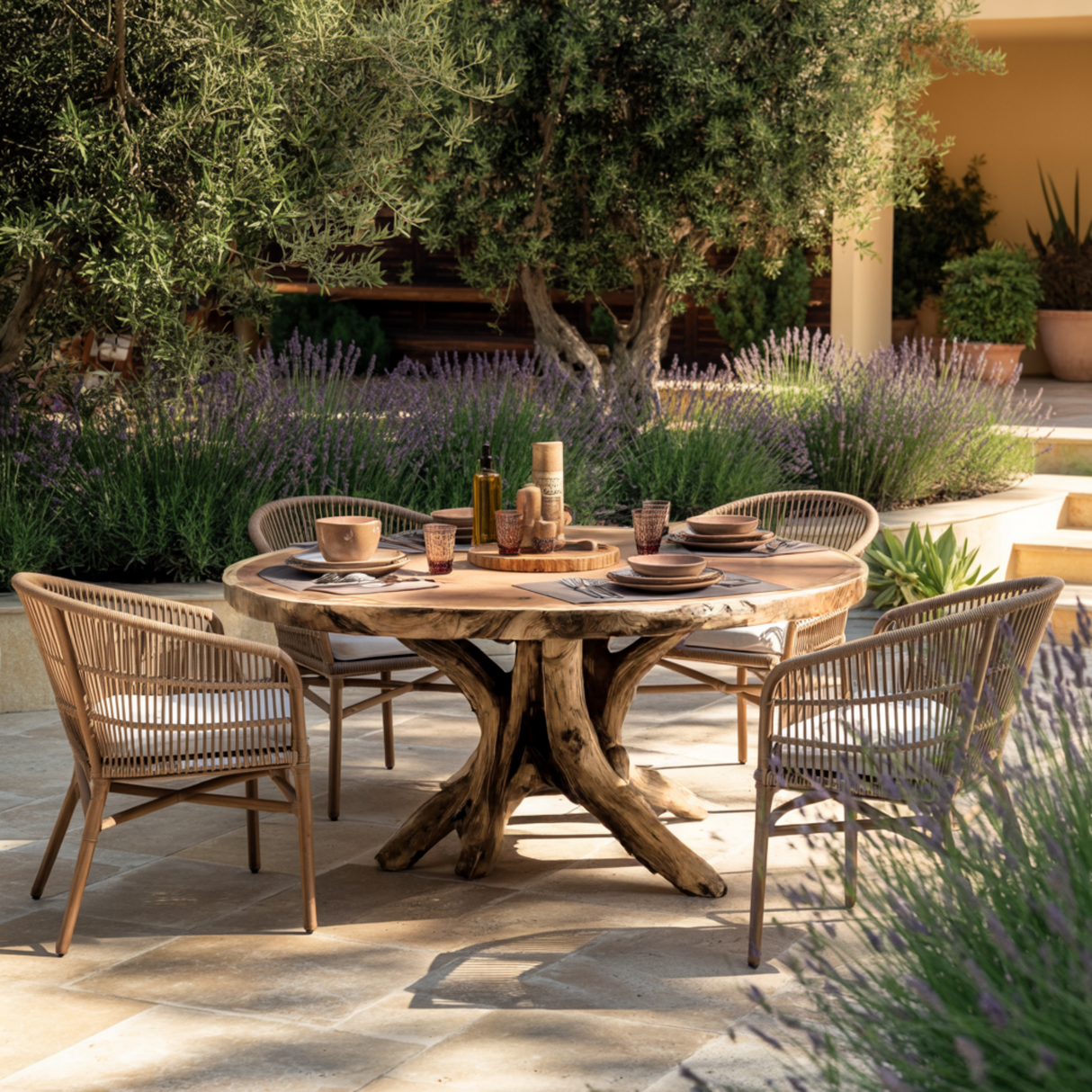 Natureroot Branchbase Solid Wood Round Dining Table - Timberustic Dining Table