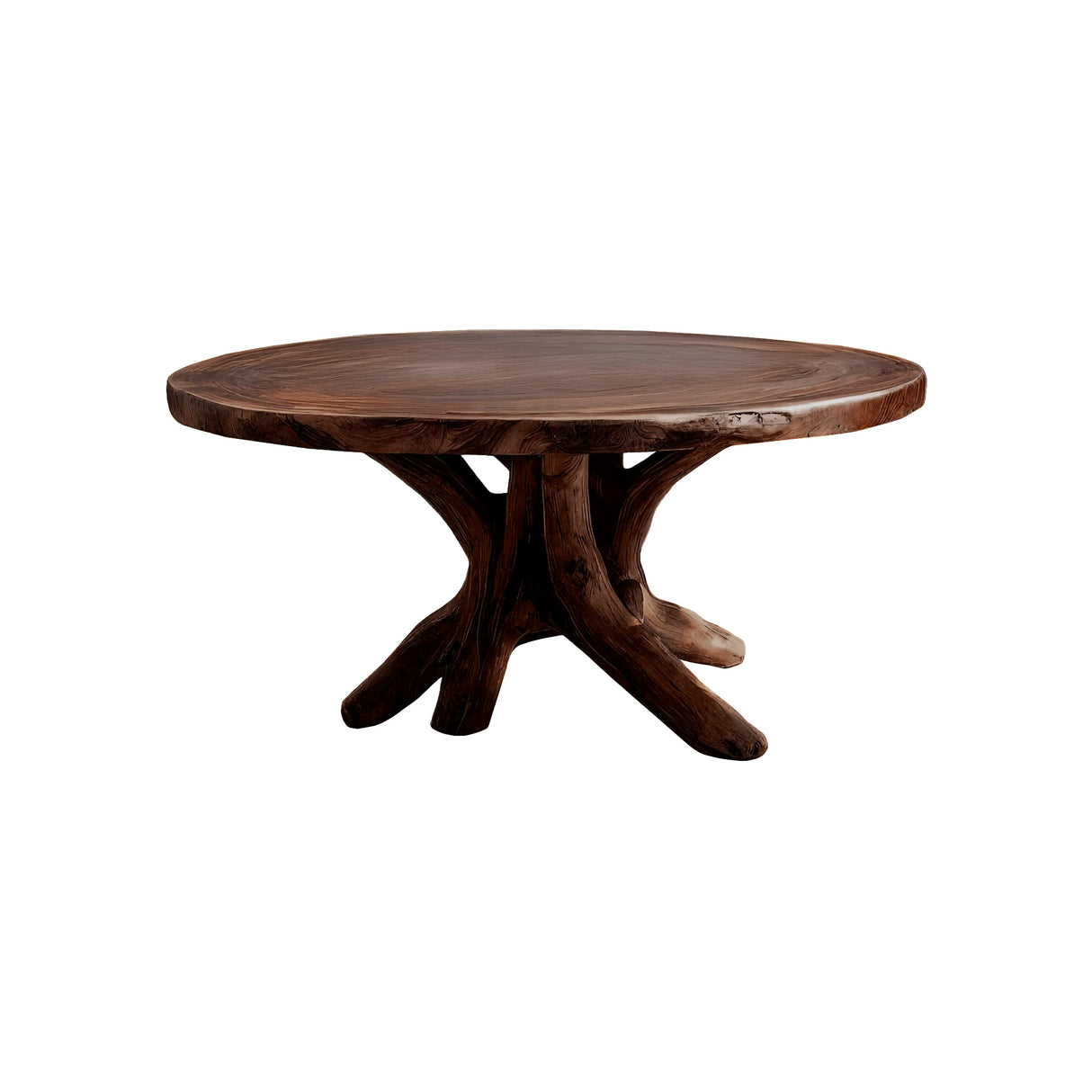Natureroot Branchbase Solid Wood Round Dining Table Dark Walnut - Timberustic Dining Table