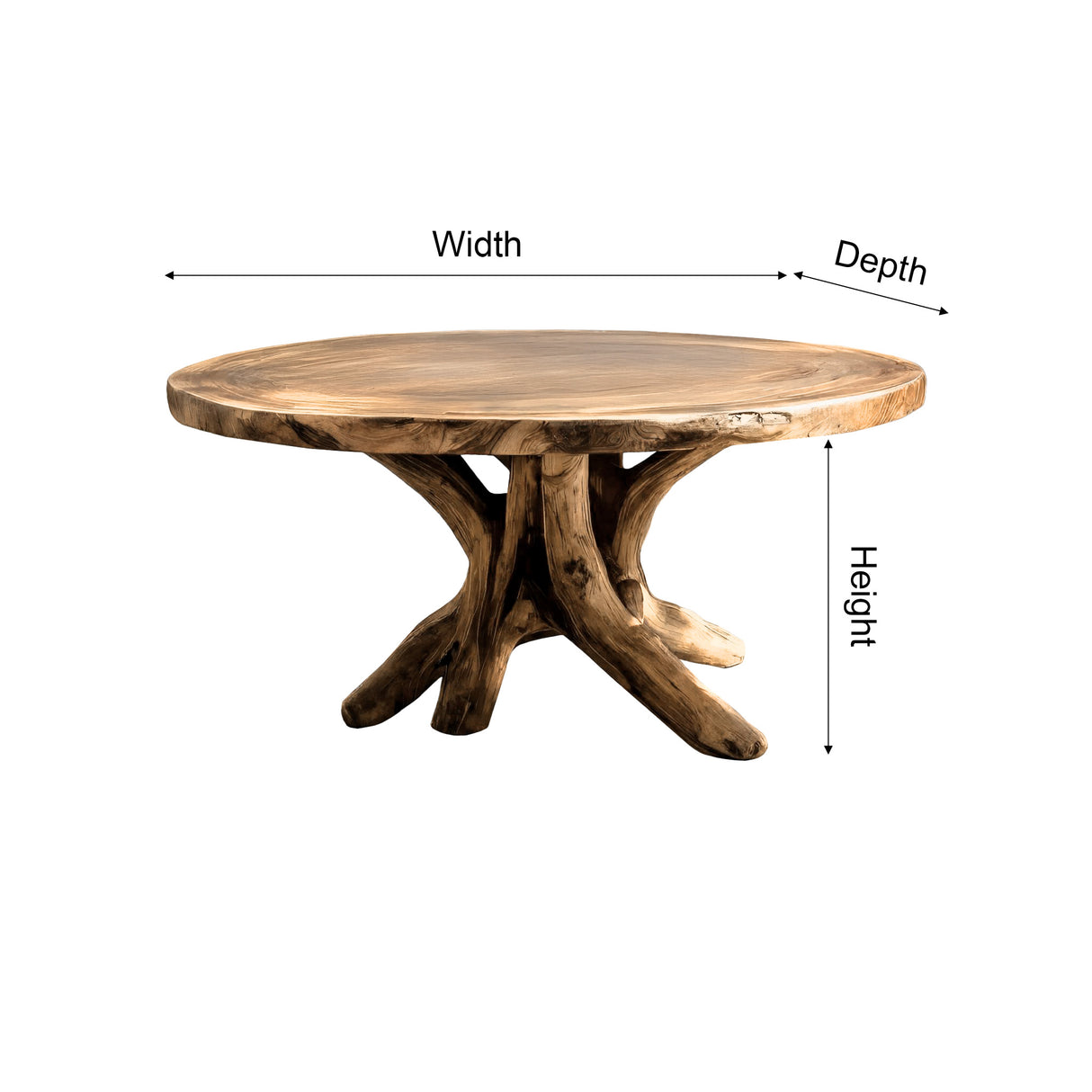 Natureroot Branchbase Solid Wood Round Dining Table - Timberustic Dining Table