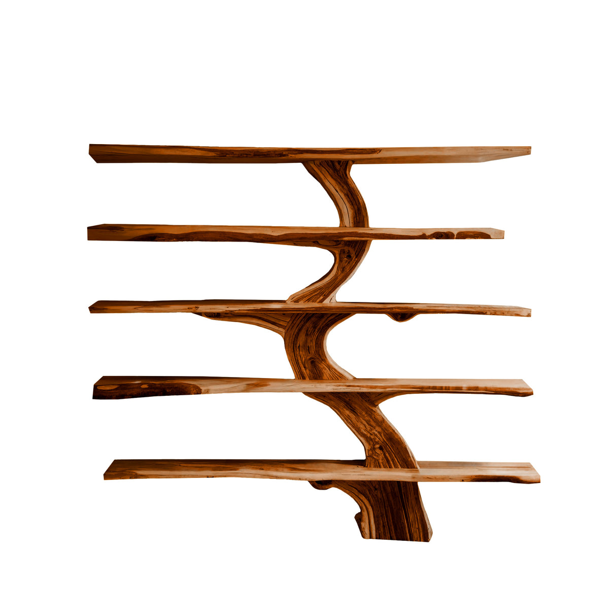 Natureroot Live-Edge Solid Wood Tree Bookshelf Brown - Timberustic Tree Bookshelf