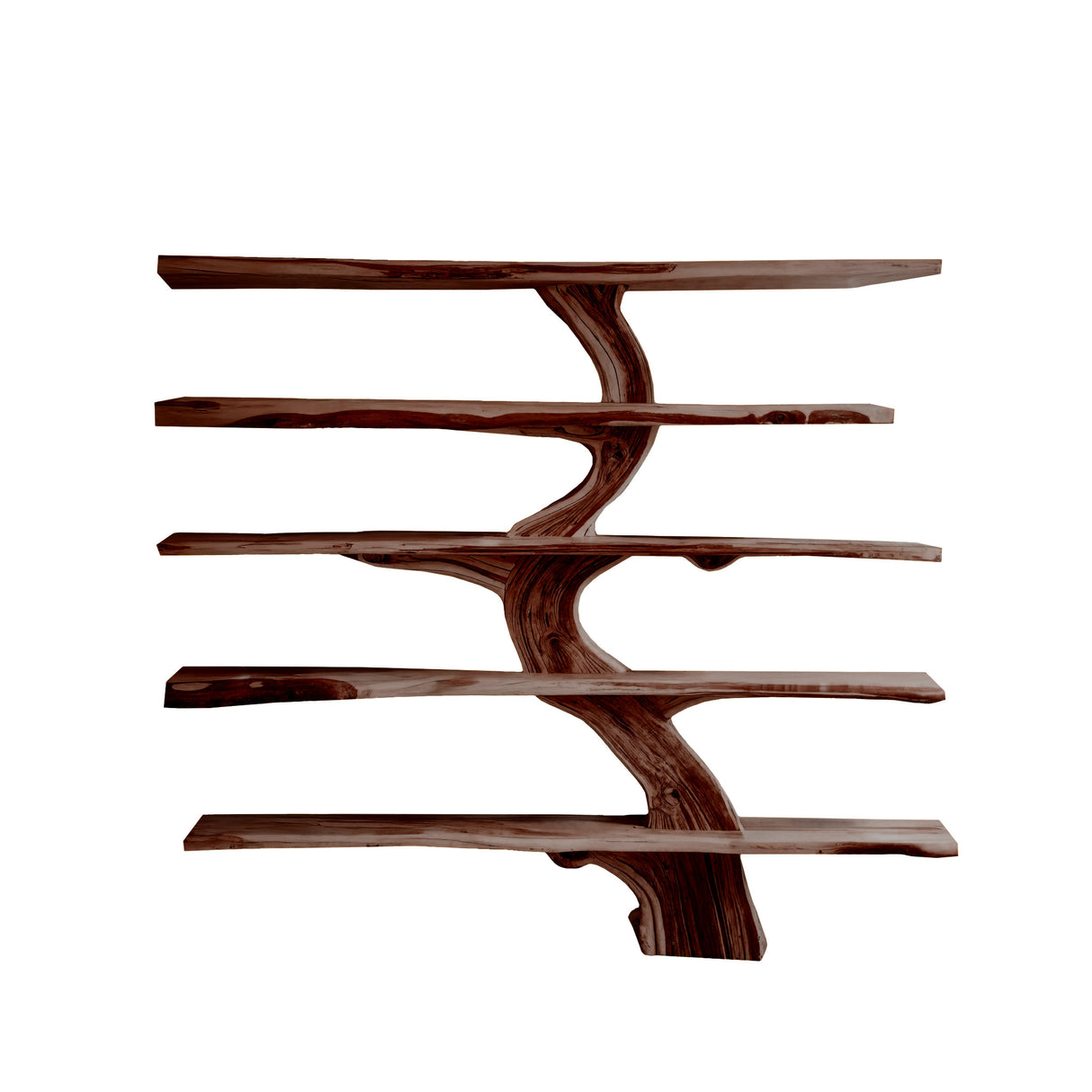 Natureroot Live-Edge Solid Wood Tree Bookshelf Dark Walnut - Timberustic Tree Bookshelf