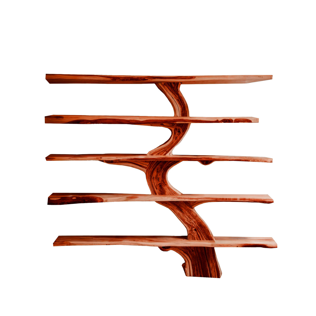 Natureroot Live-Edge Solid Wood Tree Bookshelf Mahogany - Timberustic Tree Bookshelf
