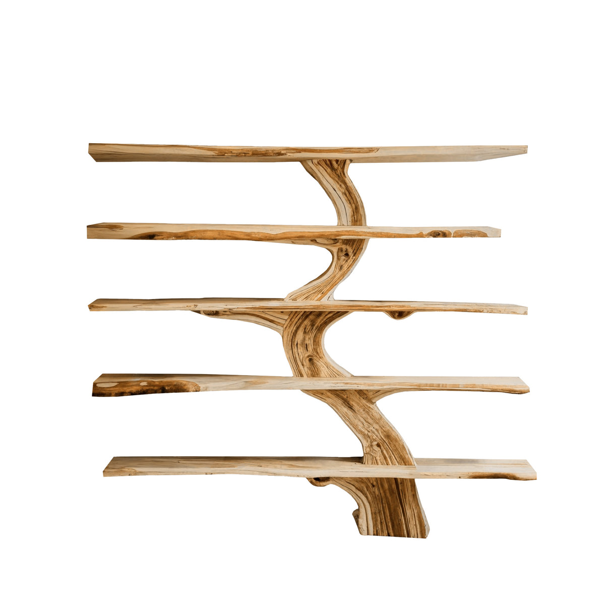 Natureroot Live-Edge Solid Wood Tree Bookshelf Natural Oak - Timberustic Tree Bookshelf