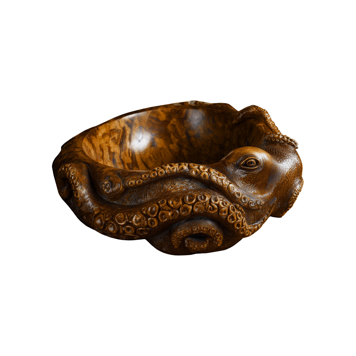 Nautivar Octopus Form Handcarved Solid Wood Sculpted Vessel Sink Brown - Timberustic Vessel Sinks