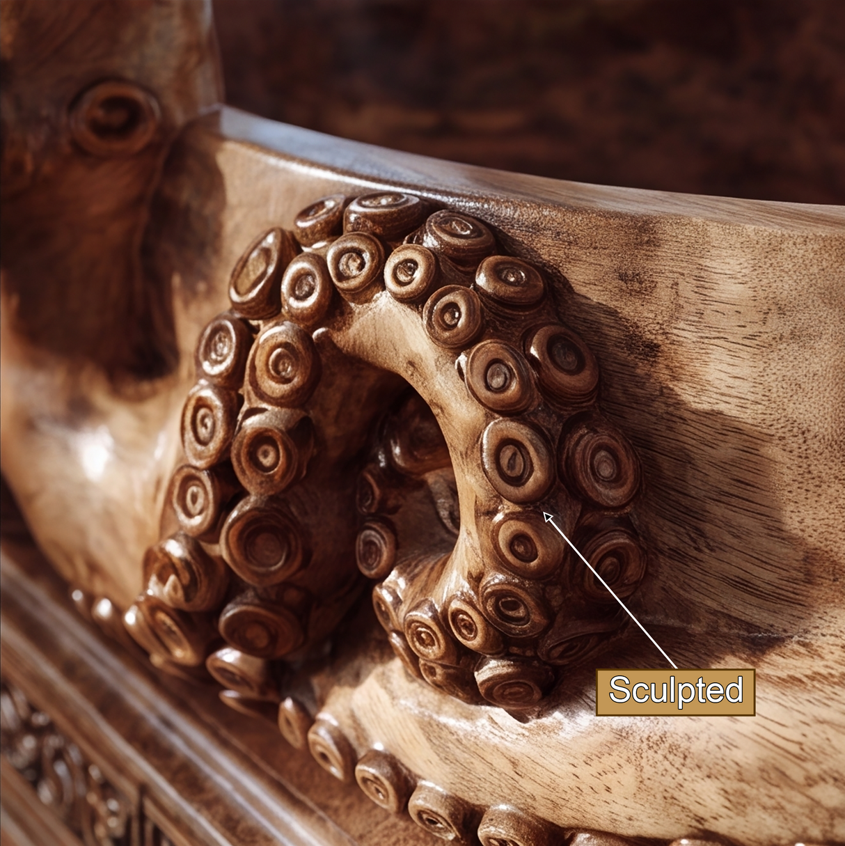 Nautivor Handcrafted Solid Wood Octopus Vessel Sink