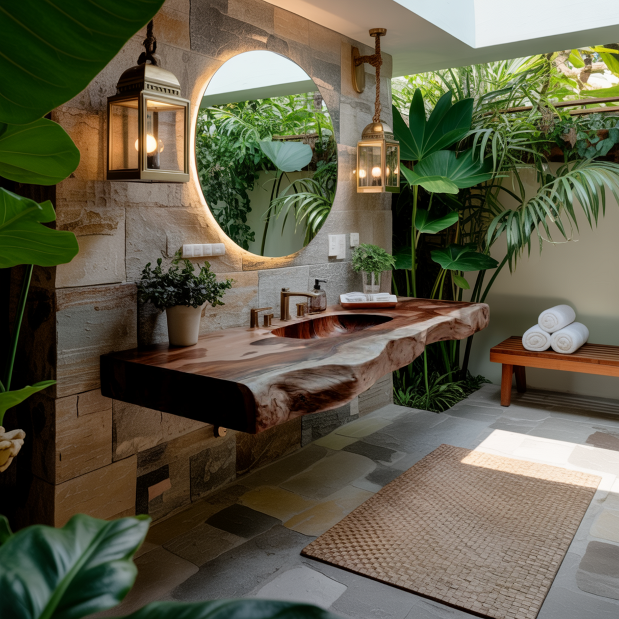 Nerava Live Edge Solid Wood Floating Bathroom Vanity with Integrated Sink - Timberustic Floating Bathroom Vanity with Integrated Sink