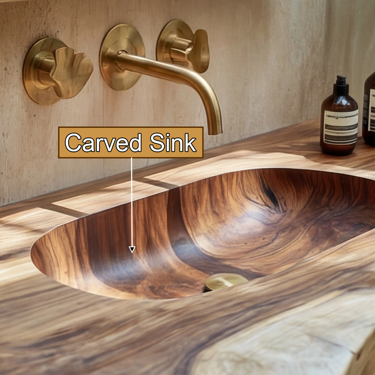 Nerava Live Edge Solid Wood Floating Bathroom Vanity with Integrated Sink - Timberustic Floating Bathroom Vanity with Integrated Sink