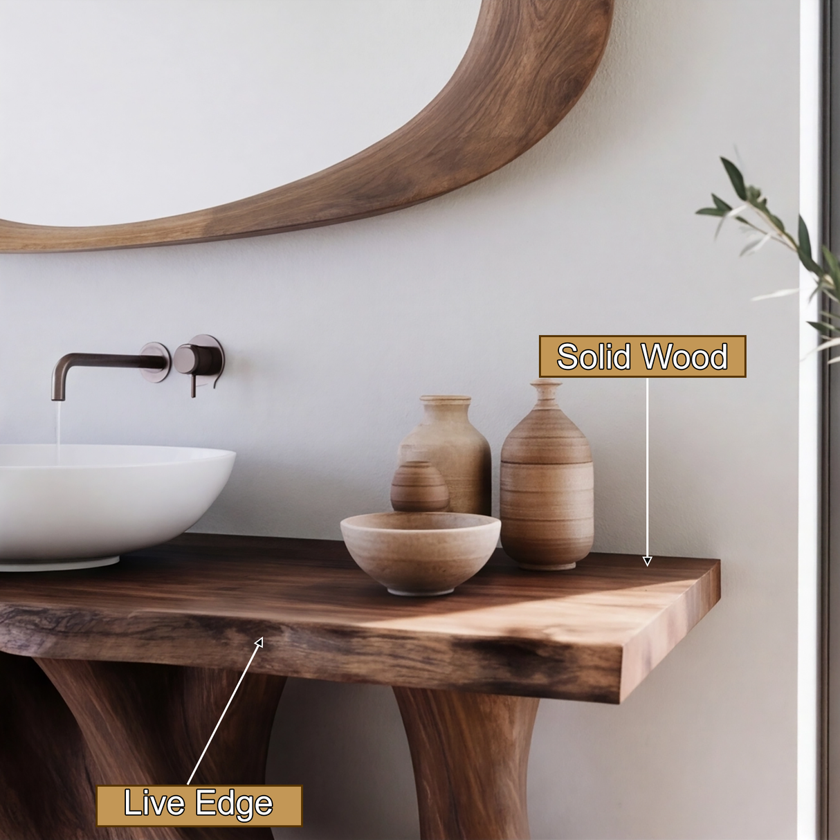 Nerith Treeform Sculpted Solid Wood Freestanding Bathroom Vanity - Timberustic Freestanding Bathroom Vanity