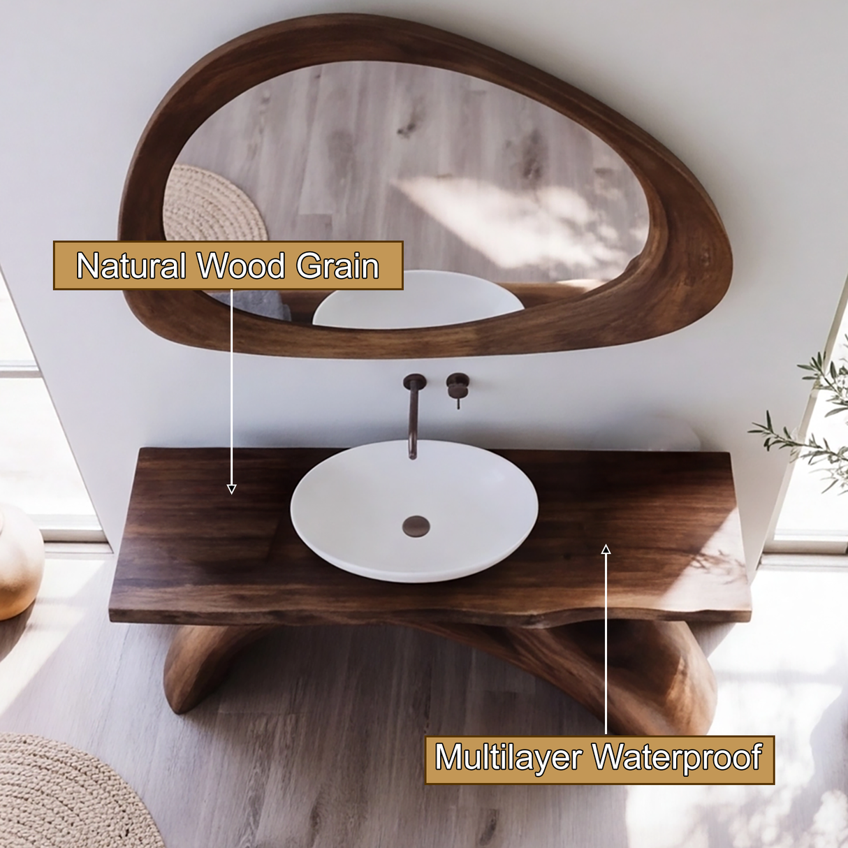 Nerith Treeform Sculpted Solid Wood Freestanding Bathroom Vanity - Timberustic Freestanding Bathroom Vanity