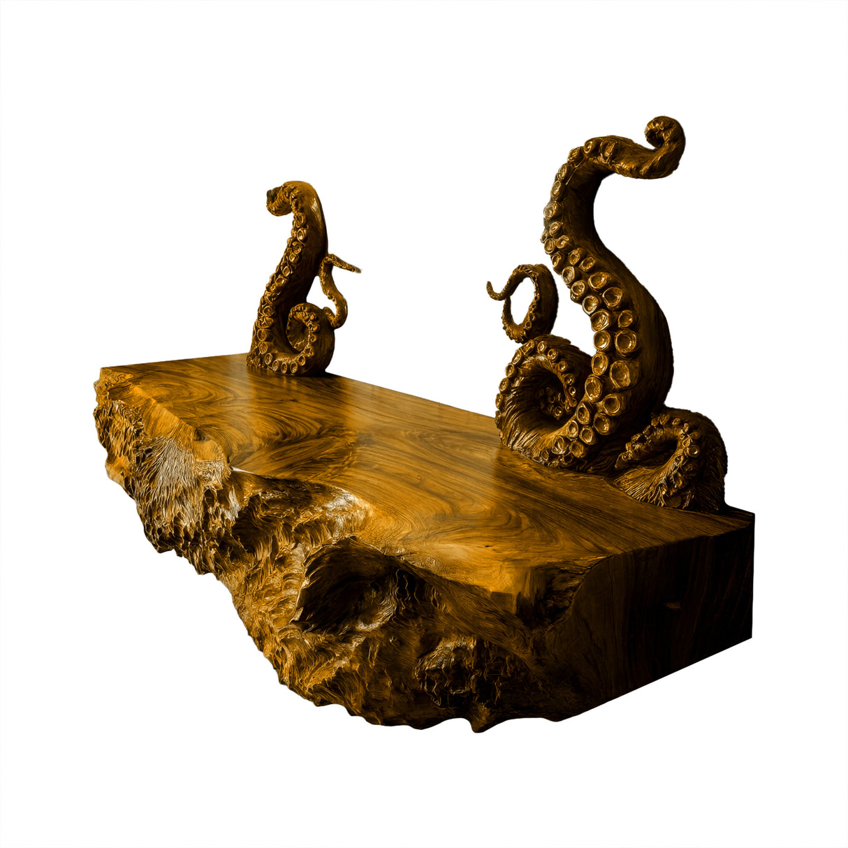 Nerithal Octopus Form Sculpted Solid Wood Floating Bathroom Vanity Teak - Timberustic Floating Bathroom Vanity