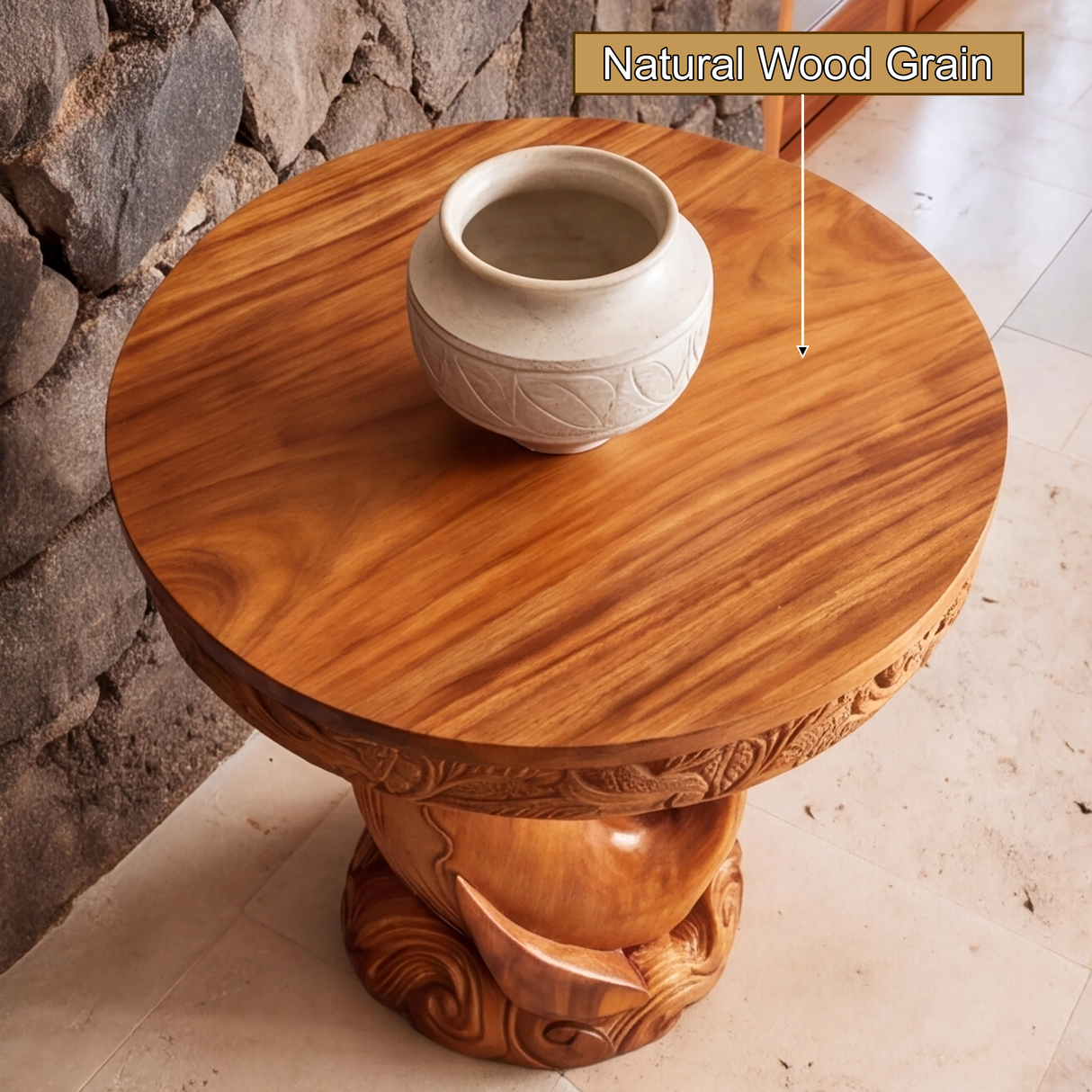 Nerovelle Sculpted Solid Wood Pedestal Stand - Timberustic Pedestal Stand