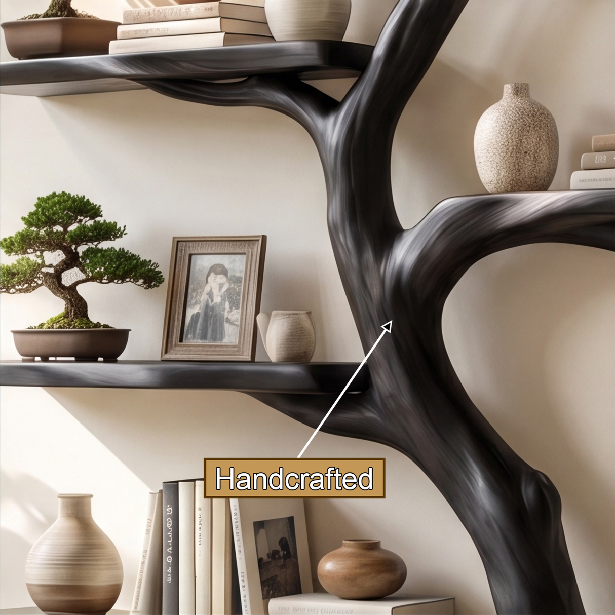 Nightbloom Handcrafted Solid Wood Tree Bookshelf