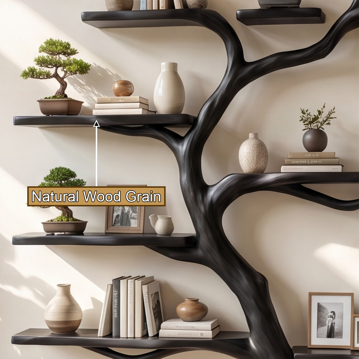 Nightbloom Handcrafted Solid Wood Tree Bookshelf