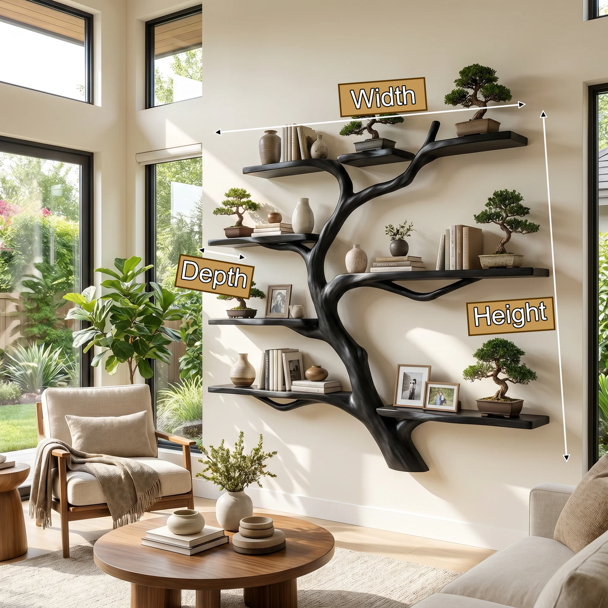 Nightbloom Handcrafted Solid Wood Tree Bookshelf