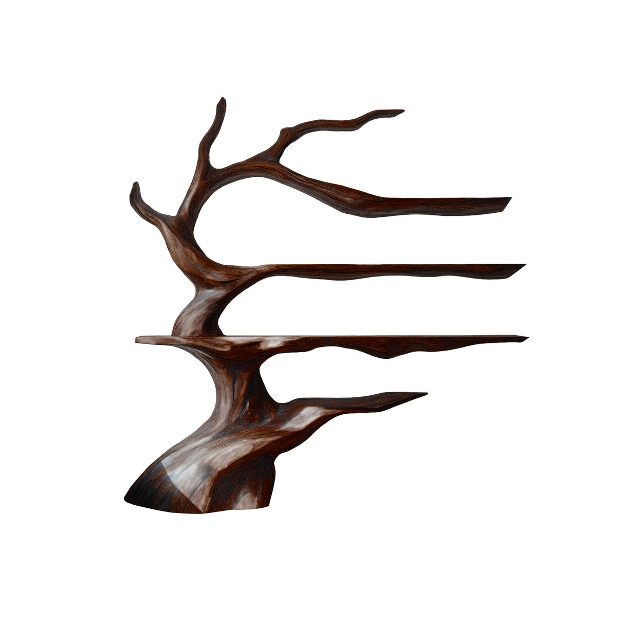 Noctaryn Flow Handcrafted Sculptured Tree Bookshelf Dark Walnut - Timberustic Tree Bookshelf