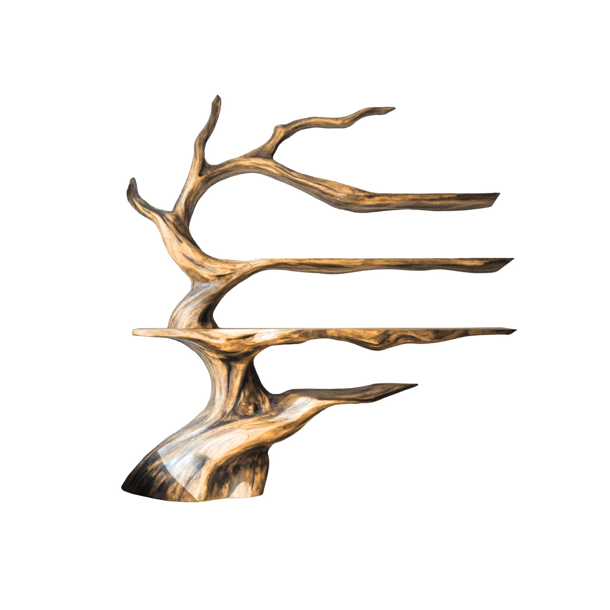 Noctaryn Flow Handcrafted Sculptured Tree Bookshelf Natural Oak - Timberustic Tree Bookshelf