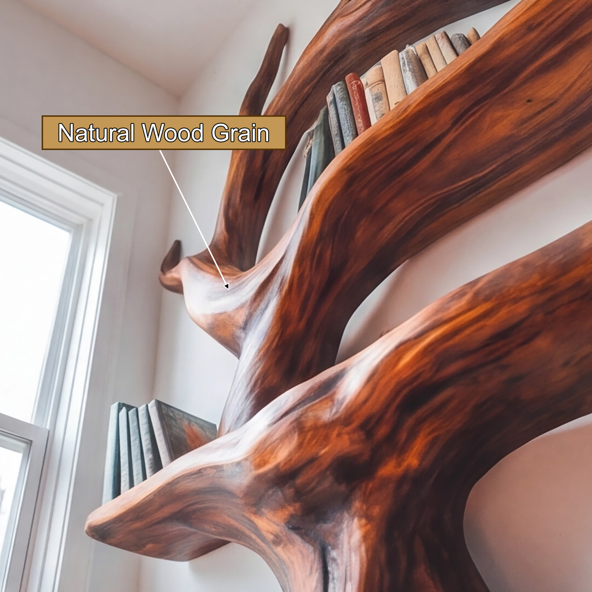 Noctaryn Flow Handcrafted Sculptured Tree Bookshelf - Timberustic Tree Bookshelf