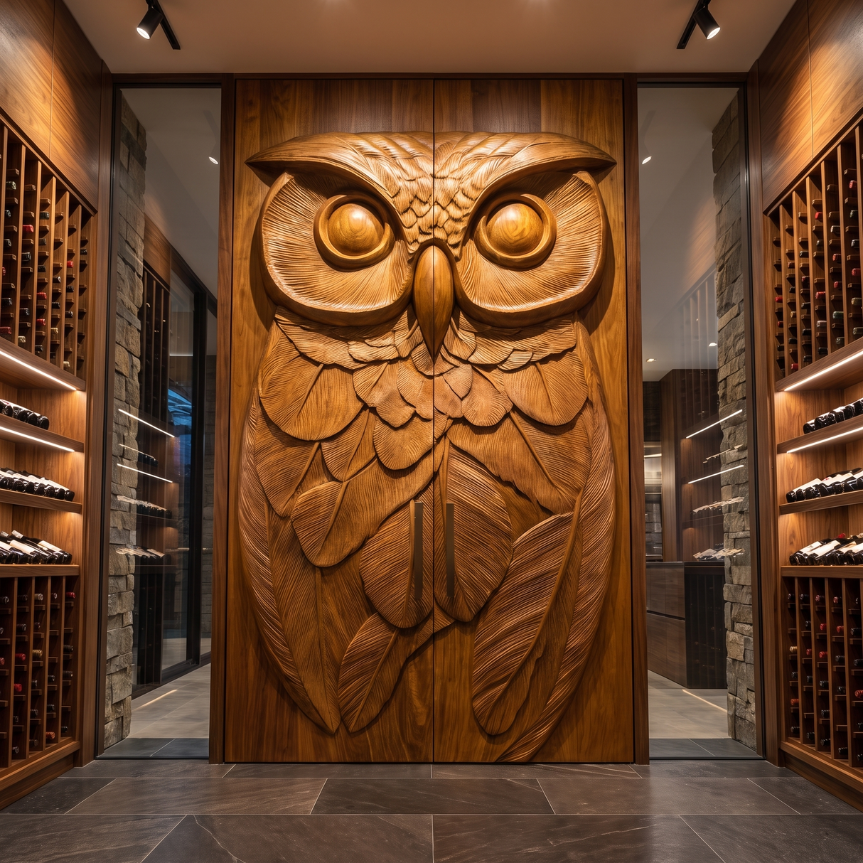 Nocteon Handcrafted Solid Wood Owl Double Doors