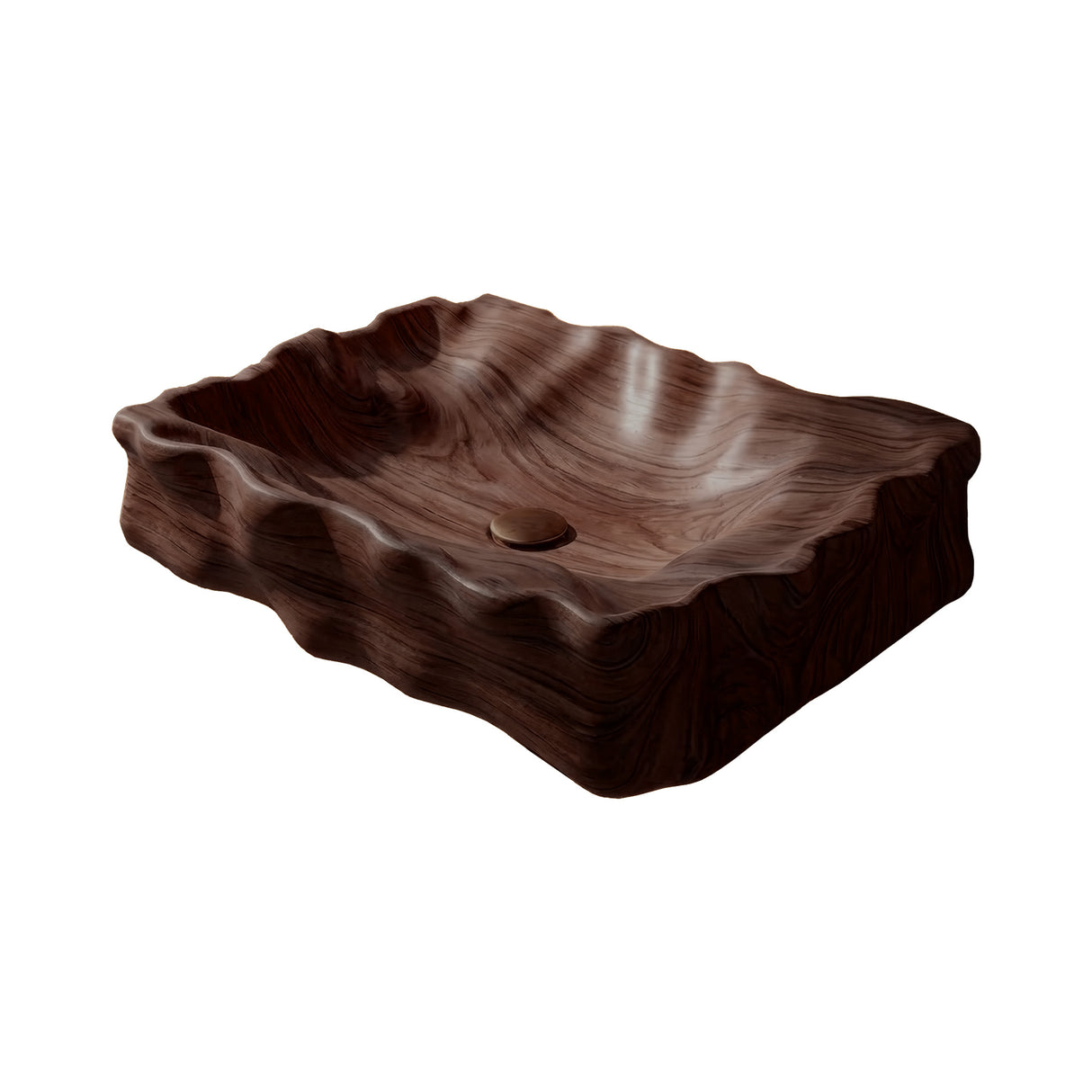 Noctyra Sculpted Solid Wood Vessel Sink Dark Walnut - Timberustic Vessel Sinks