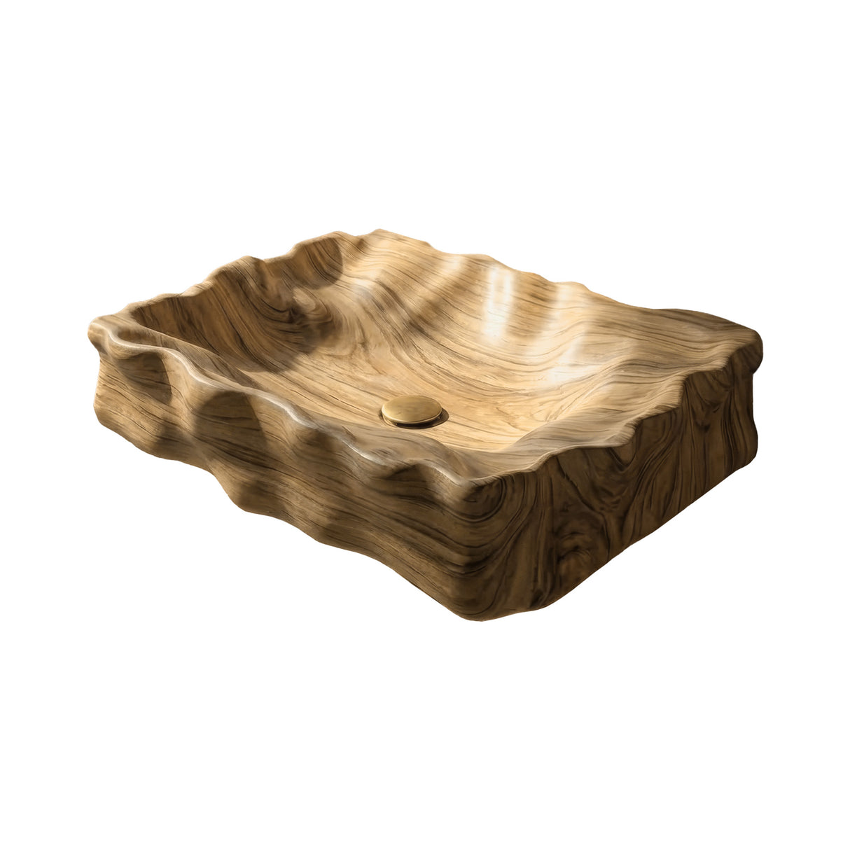 Noctyra Sculpted Solid Wood Vessel Sink Natural Oak - Timberustic Vessel Sinks