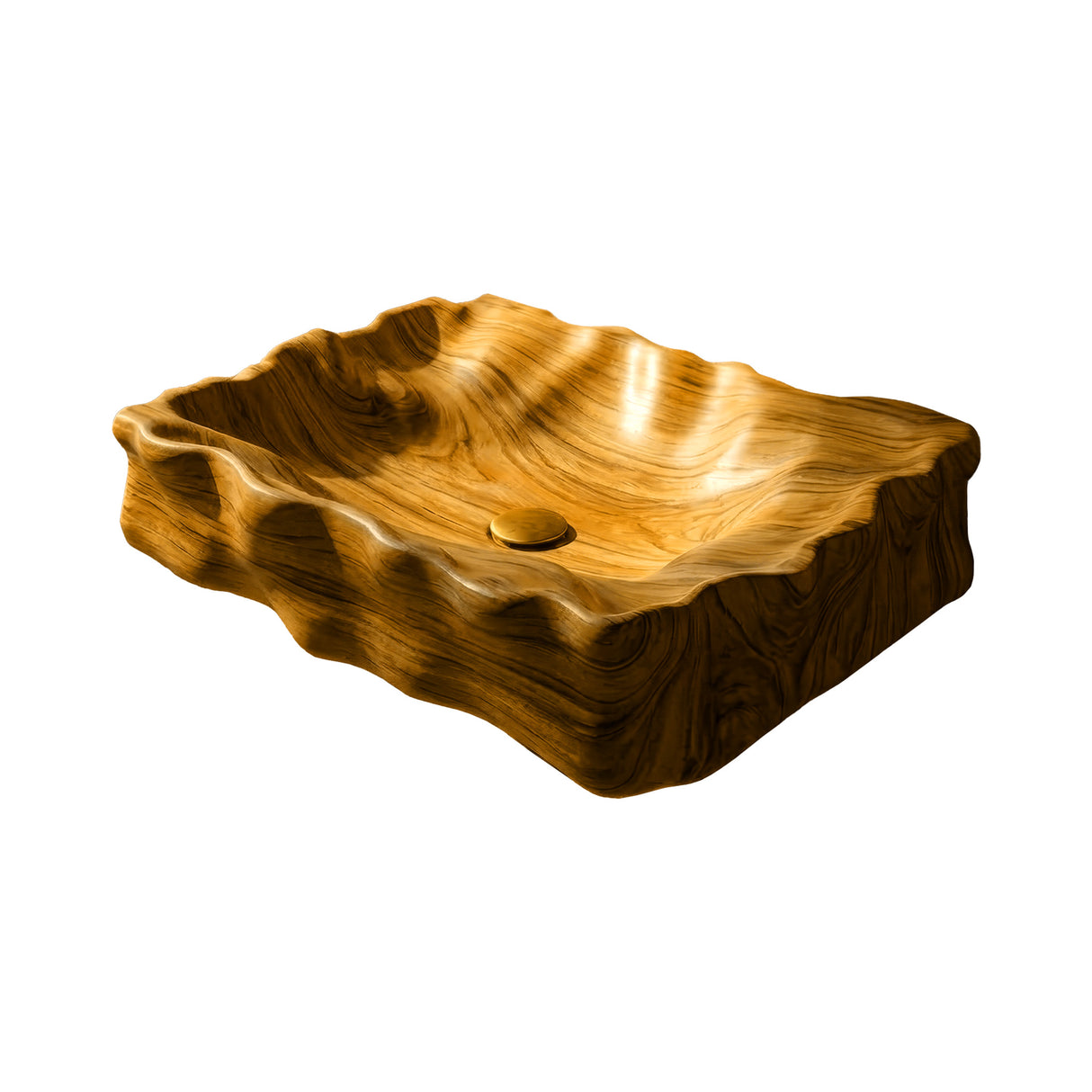 Noctyra Sculpted Solid Wood Vessel Sink Teak - Timberustic Vessel Sinks