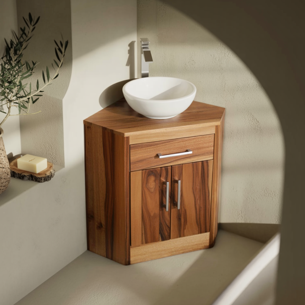 Nora Organic Modern Solid Wood Corner Bathroom Vanity