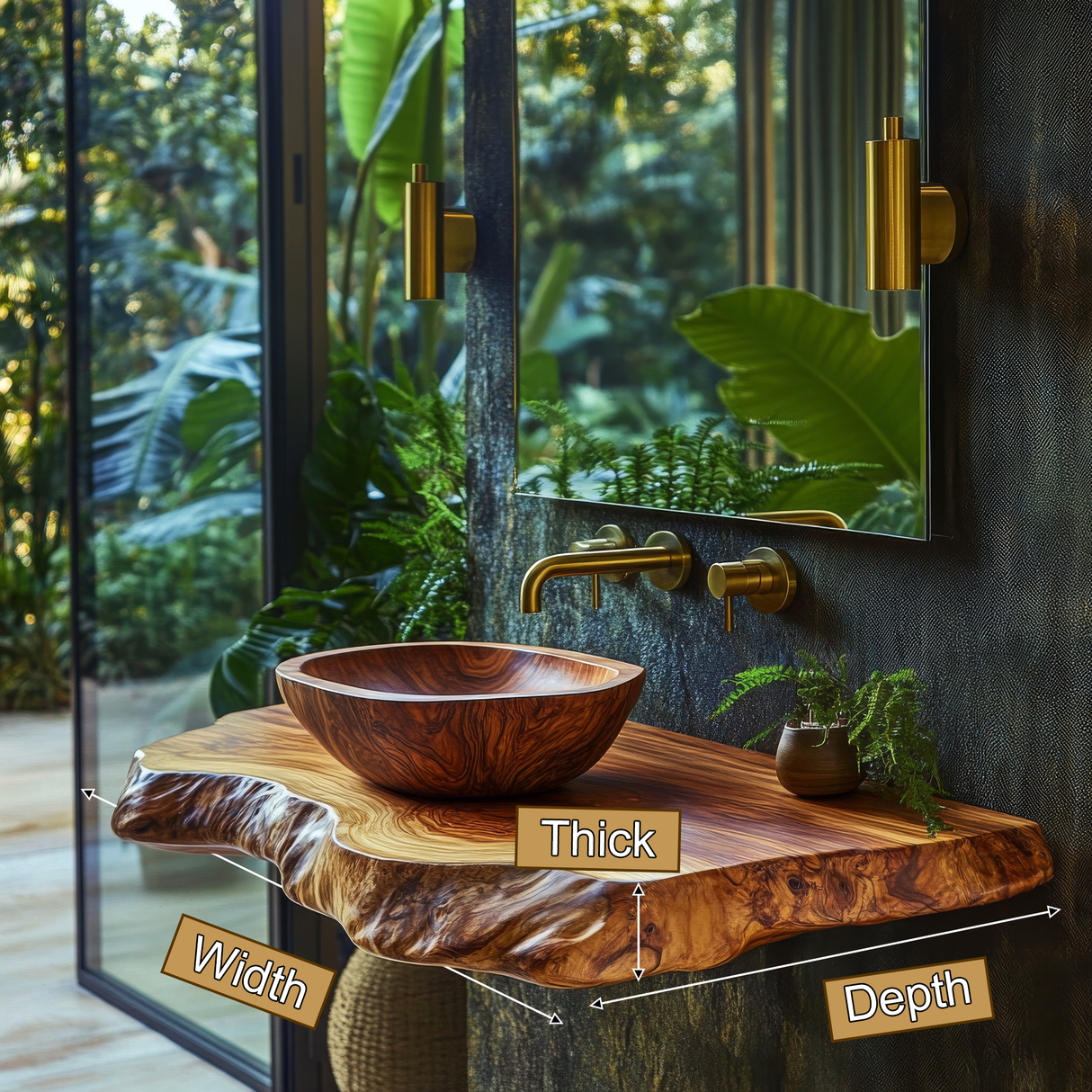 Norevia Live Edge Solid Wood Floating Bathroom Vanity SPA353543 - Timberustic Floating Bathroom Vanity