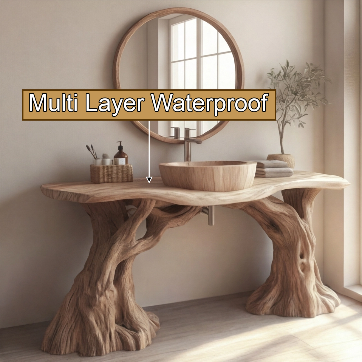 Norevia Rootform Solid Wood Freestanding Bathroom Vanity - Timberustic Freestanding Bathroom Vanity