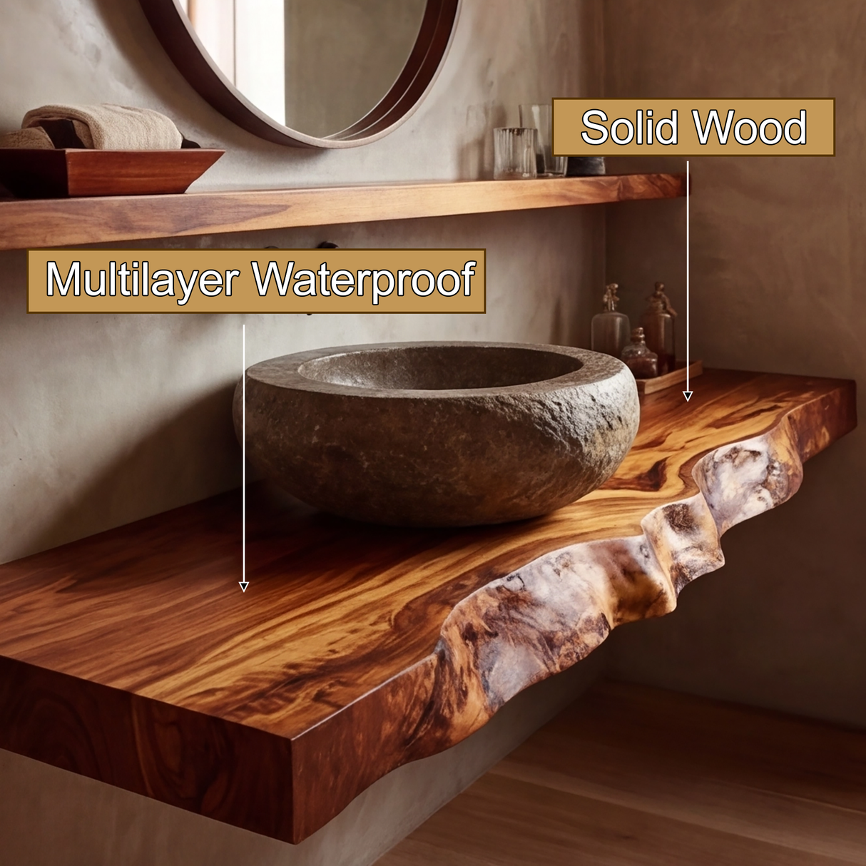 Norevyn Live Edge Solid Wood Floating Bathroom Vanity SPA965428 - Timberustic Floating Bathroom Vanity