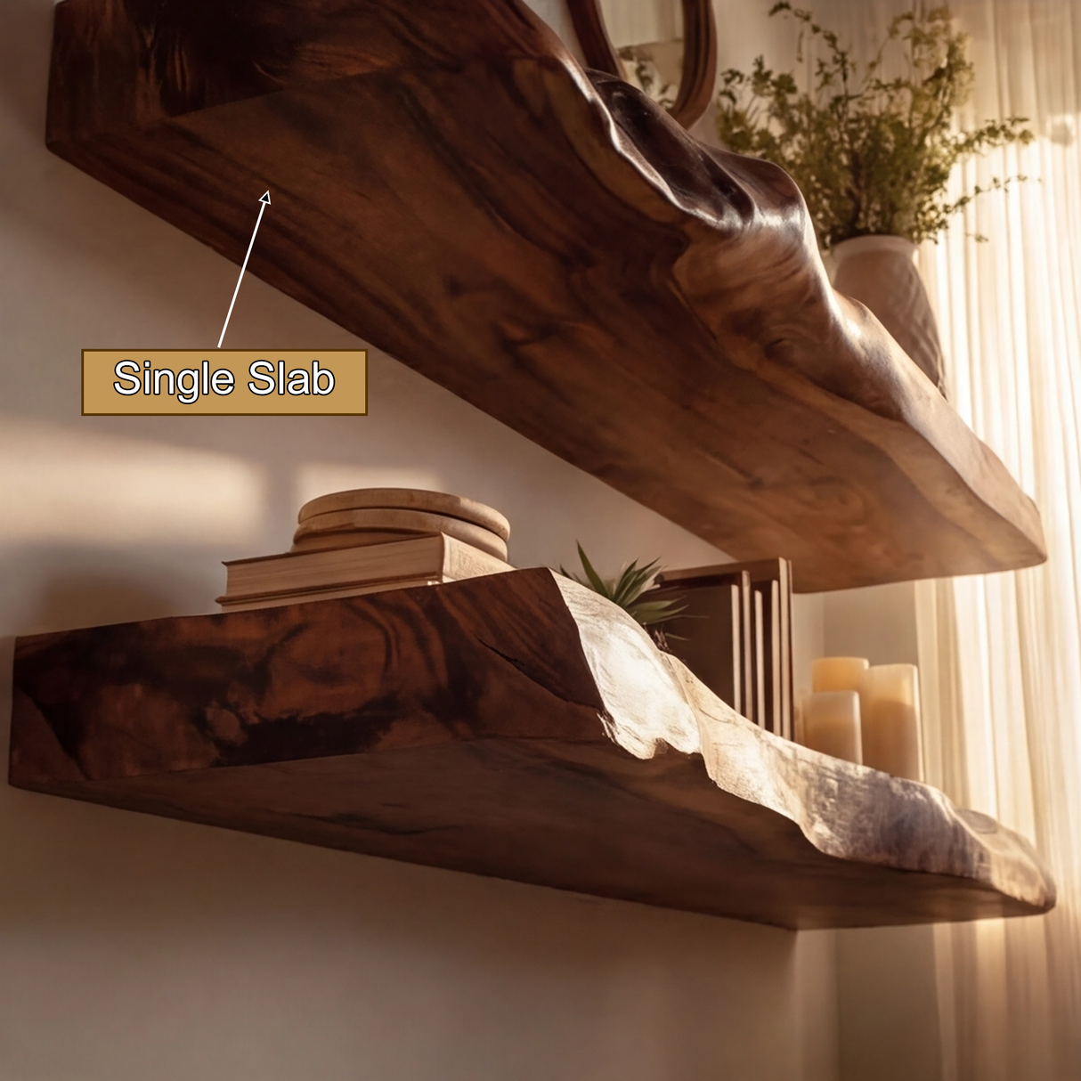 Norvain Live Edge Solid Wood Floating Shelf SPA802314 - Timberustic Floating Shelf